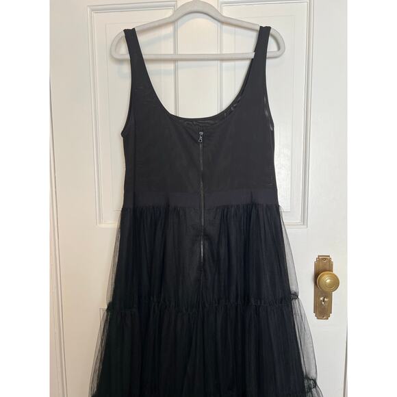 Alice + Olivia Women's 12 Chara Tiered Tulle Midi Dress Black Sleeveless Party - Picture 8 of 15